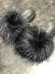 Raccoon Fur slides - Dolce Rosa