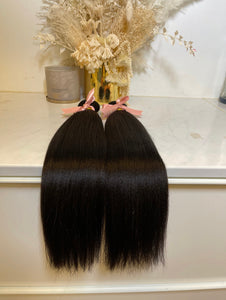 1B Yaki (Relaxed) Straight- Virgin Indian seamless clip in hair extensions